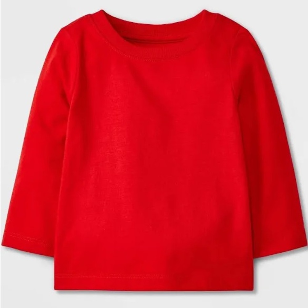Cat & Jack Baby 2 Piece Long Sleeve Shirt & Knit Heart Romper - Red 3-6M - Picture 3 of 6